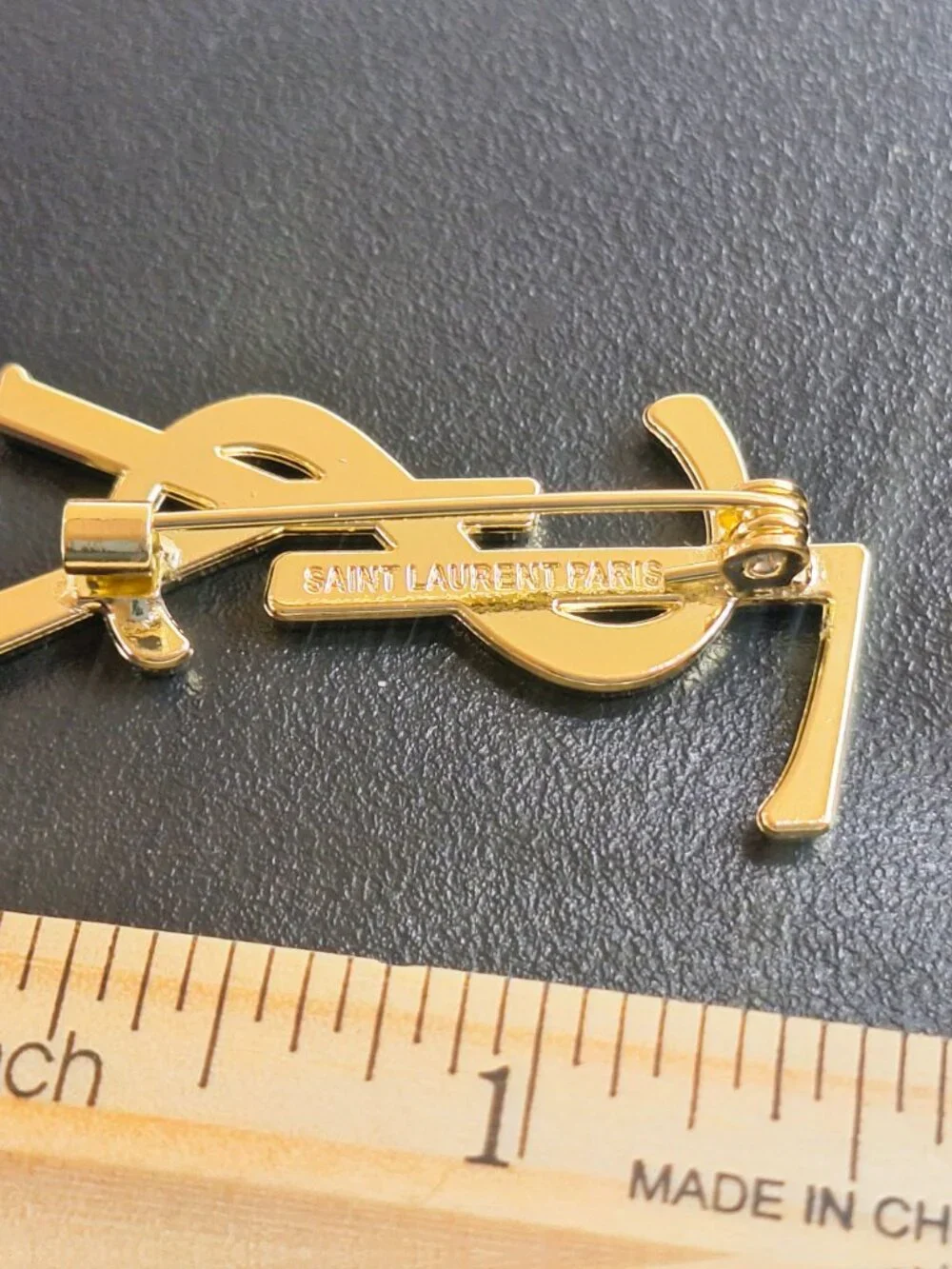 Vintage Gold Yves Saint Laurent YSL Brooch Employee Appreciation Lapel Pin Small